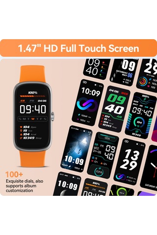 Geeroyoo Anyloop Alb1 Spor Akıllı Saat Turuncu - Ip68 Su Geçirmez, Kalp Atımı, Kan Oksijeni Ve Uyku İzleyici, Adım Ve Kalori Sayaç, 1.47 İnç Dokunmatik Ekran, 20+ Spor Modu