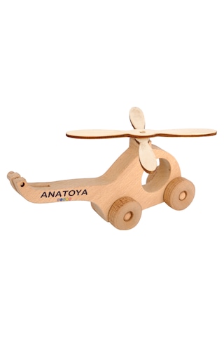 Ahşap İki Boyutlu Oyuncak Helikopter - Anatoya