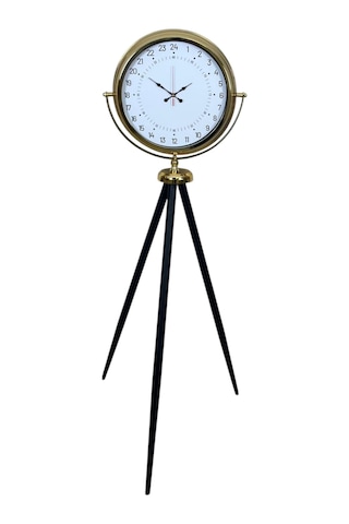 Gold 24 Saat Göstergeli Özel Tasarım Tripod Ayaklı Saat