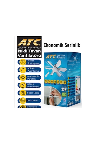 Uzaktan Kumandalı Işıklı Tavan Vantilatörü 30w Ledli Ve 3 Kademeli Akıllı Fan Sessiz Vantilatör