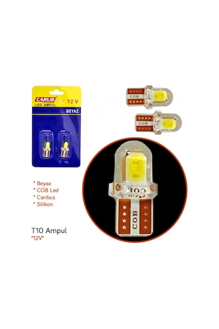 Carub 12v T10 Ampul Cob Led Silikon Beyaz Br0400214