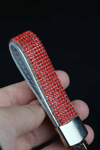 Kırmızı Swarovski Taşlı Anahtarlık