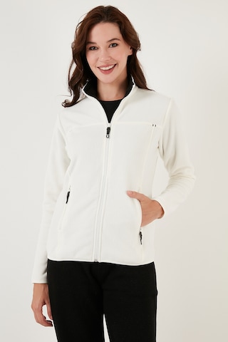 Lela Slim Fit Anti-Pilling Tüylenme Yapmayan Fermuarlı Cepli Hırka 2' Li Paket Bayan Polar 5907002S2 Ekru-Lacivert