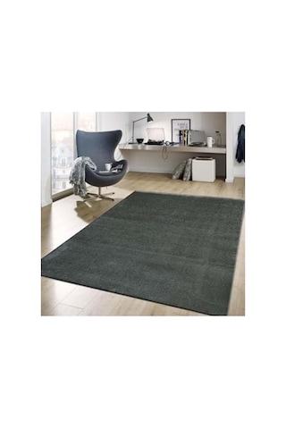Koyu Gri Mikro Polyester Kaymaz Taban Shaggy Halı, 100 X 100 Cm Açık Indigo