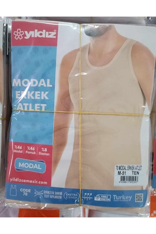 Yıldız Erkek Modal Likralı Askılı Atlet 70/74 - 6 Adet Ten