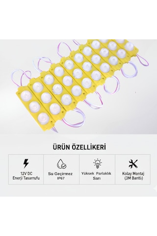 10'lu Parmak Led Amber Led Büyük Mercekli 12w Sarı