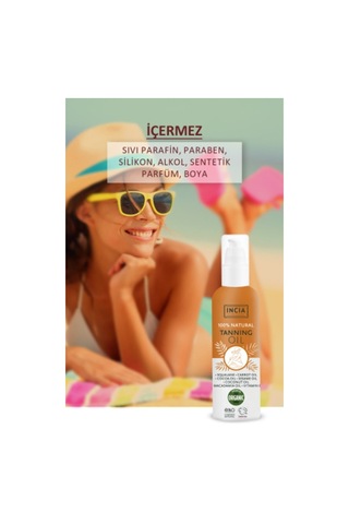 INCIA %100 Doğal Bronzlaştırıcı Yağ Organik Avokado Yağı Yoğun Bronzlaştırıcı Kakao Havuç Susam 150 ML