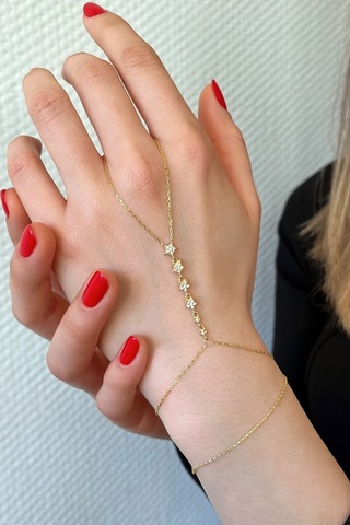 18k Altın Kaplamalı 925 Ayar Gümüş Dizi Yıldızlar Şahmeran - 45099502 Altın