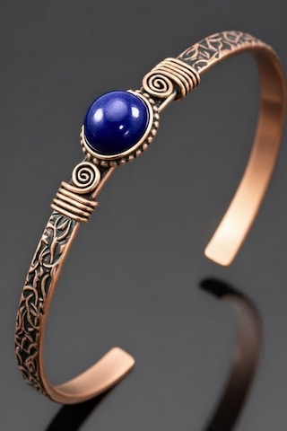 Erkek Bakır Bileklik Doğal Lapis Lazuli Taşı Kadın Kelepçe Bilezik Diğer