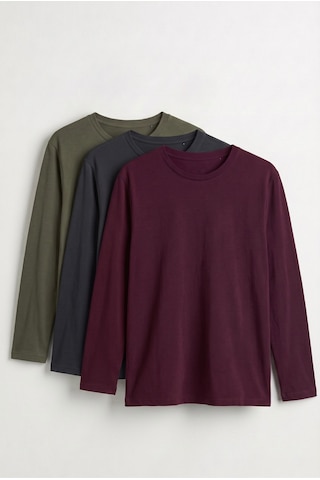Elemge %100 Pamuk 3'lü Süprem Basic Erkek T-shirt Compact Penye Tok Yumuşak Kumaş Normal Kalıp Terletmez Uzun Kollu Sporcu Antrasit Bordo Haki Motorcu Tişört Body Çok Renkli