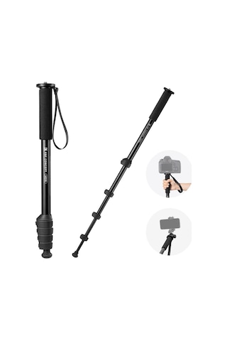 K&f Concept 160cm Kamera Monopodu, 5 Bölmeli Yükseklik Ayarlı Alüminyum Monopod