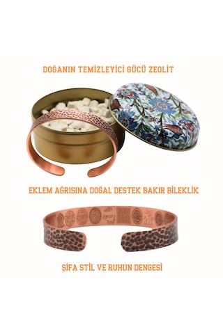 Zeolit Taşlı Dövmeli Saf Bakır Bileklik Dualı Ve Maneviyat