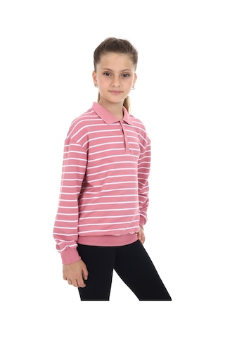 Toontoy Kız Çocuk Çizgili Sweatshirt Gülkurusu