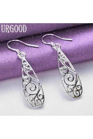 925 Ayar Gümüş Vintage Geometri Damla Küpe Takı