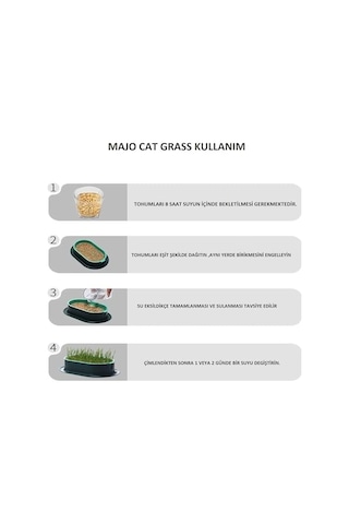 Tineke Özel Plastik Kâseli 0 Doğal Fileli Kedi Çimi Tüy Yumağı Önleyici