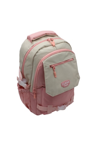 Çok Bölmeli Bej-pudra Okul Sırt Çantası Unisex Okul Çantası 26011 Pembe