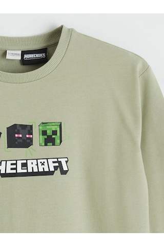 Lc Waikiki Yeşil Minecraft Baskılı Erkek Çocuk Sweatshirt YESIL