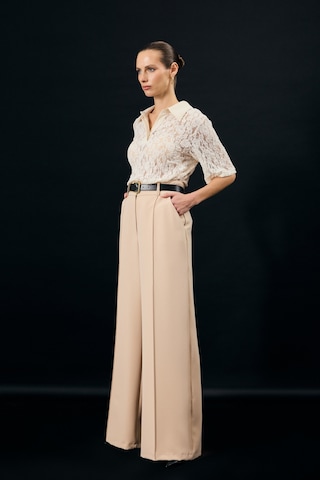 Sateen Kemer Detaylı Pantolon - Bej-137346