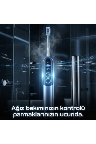 Neutron Şarjlı Sonik Diş Fırçası, Dijital Ekranlı Şarjlı Diş Fırçası Siyah Şarjlı