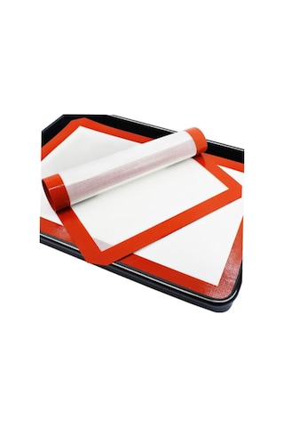 Fırınlanabilir Kendinden Yağlı Silikon Pişirme Matı Silpat Yıkanabilir Fırın Matı 30 X 40 Cm Kırmızı