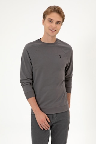 U.S. Polo Assn. Erkek Regular Fit Bisiklet Yaka Gri İnce Basic Sweatshirt 50313752-VR024