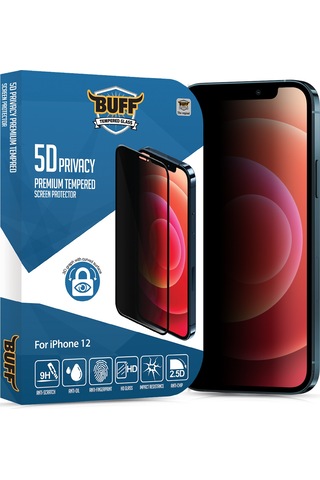 Buff Apple iPhone Uyumlu 12 Paket - 2x5d Ekran Koruyucu + Şeffaf Kılıf + Lens Koruyucu Privacy Hayalet