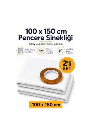 2li 100x150 5,6 Metre Cırt Bantlı Sökülüp Kesilebilir Takılabilen Sineklik