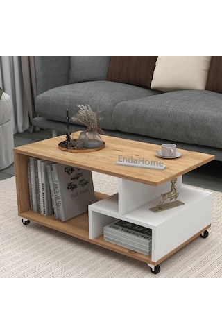 Reyo Home Enda Sultan Tekerli Orta Sehpa 86,5x50 Cm Atlantik Çam