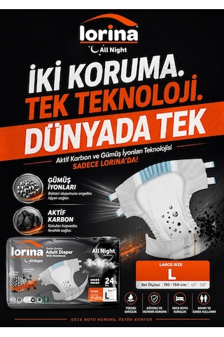 Aktif Karbon & Gümüş İyon Destekli Bel Bantlı Hasta Bezi Large 24 Lü L