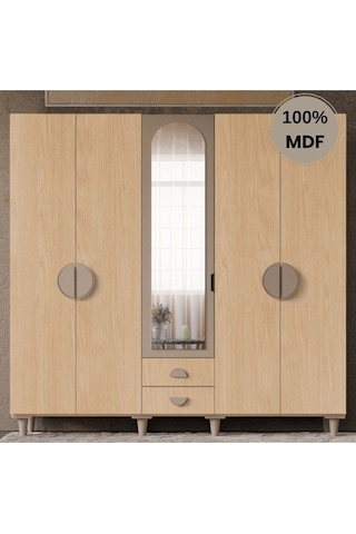 Ladin 5 Kapak Mdf Ayaklı Tasarım Gardırop Rota