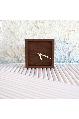 El Yapımı Kayın Ağacı Ahşap Dekoratif Kare Masa Saati