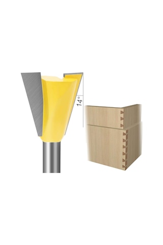 Jinchao-router Bitleri, Ahşap İçin 14 Derece Ahşap İşleme Gravür Bit Freze Kesici, 6mm Shank 1/4 Sahtekâr Eklem