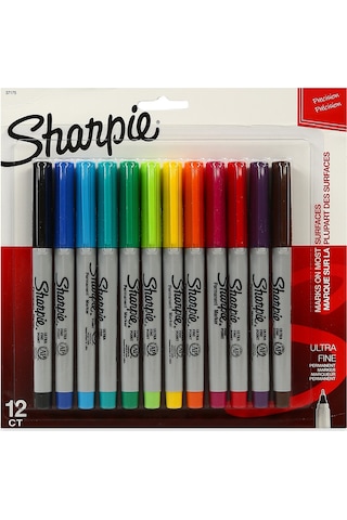 Sharpie Ultra Fine Permanent Markör Karışık Renk 12'Li