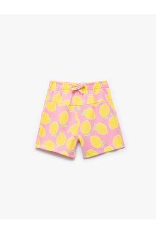Koton Beli Lastikli Bağcık Detaylı Limon Baskılı Şort Pembe Desenli 5smg40036ak Pembe Desenli Pembe