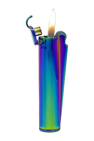 Clipper Metal Benzinli Çakmak - Icy Rainbow Özel Metal Kutulu Mavi