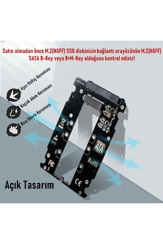JEYI S118S M.2 SATA B-Key B+M-Key SSD to 2.5 inch SATA Adaptör