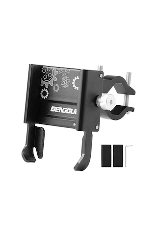 Teltree Alüminyum Bisiklet Telefon Tutucu, Moto-scooter Navigasyon Stantı, 360 Döner Siyah Taşıt Telefon Tutucu Siyah