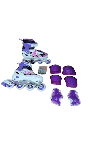 Cansport Mor Işıklı Ayarlanabilir Alıştırma Pateni Koruma Seti Mor