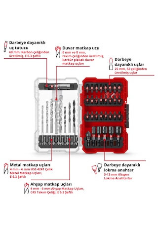 Einhell M-CASE 39 Parça Kombi ve Matkap Uç Seti - 49108759