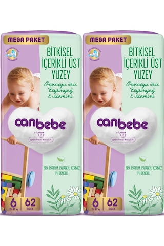 Canbebe Bebek Bezi Beden:6 15-27kg Exstra Large 124 Adet Mega 6 Numara