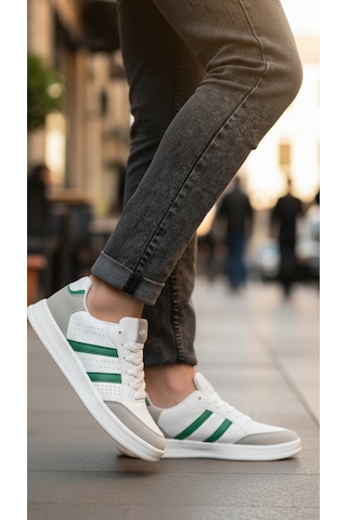 Fore Sport Erkek Günlük Yürüyüş Spor Ayakkabı Suni Deri, Hafif, Rahat, Darbe Emici Sneaker Beyaz Yeşil