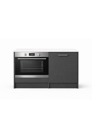 Mia Ankastre Fırın Modülü-çok Amaçlı Dolap -110 Cm -1 Kapaklı-laminat Beyaz Tezgah Dahil Antrasit