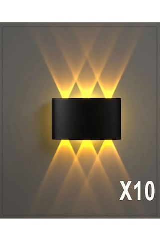 Şanled Dekoratif 10w Çift Yönlü Iç-diş Mekan Siyah Kasa Işik Duvar Aplik Amber 10'lu Amber