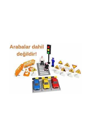 20 Parça Çocuk Trafik Seti - Eğitici Oyuncak, Trafik Kuralları Öğretici Mini Yol Seti