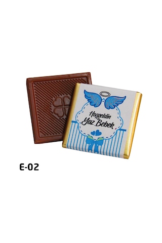 Melodi Çikolata İsme Özel Mavi Erkek Bebek Çikolatası 48 Adet 340 G