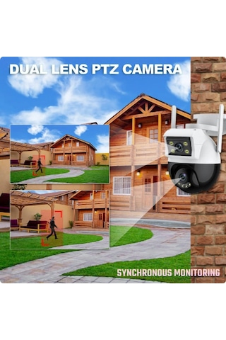 Qasul 4k 8mp Güvenlik Kamerası Wıfı Çift Lens Açık Akıllı Ev Koru