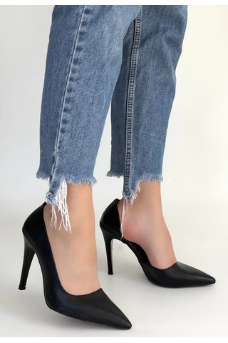 Hrşytrend Herşeytrend Pley Siyah Cilt Stiletto Ayakkabı Siyah