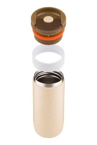 Dopper Travel Mug Yalıtımlı Termos Bardak 400 Ml - Toprak Kahvesi Açık Kahve / Beyaz