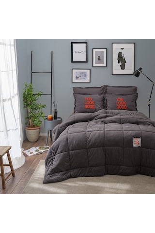 Karaca Home Motto Cotton Comfort Çift Kişilik Antrasit