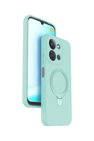 Xiaomi Redmi 15c 4g Kılıf M-safe Şarj Uyumlu Silikon Standlı Regal Kapak Su Yeşili